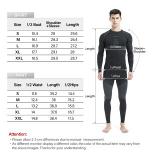 NOOYME Thermal Underwear for Men Long Johns for Men, Long Underwear Mens Base Layer Men for Cold Weather Black-grey