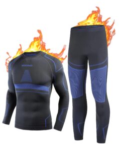 thermal underwear for men long johns for men, long underwear mens base layer men for cold weather black-blue