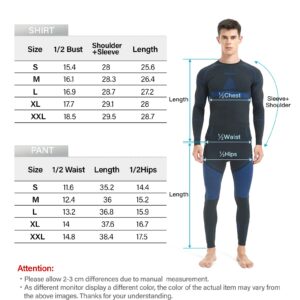 Thermal Underwear for Men Long Johns for Men, Long Underwear Mens Base Layer Men for Cold Weather Black-Blue