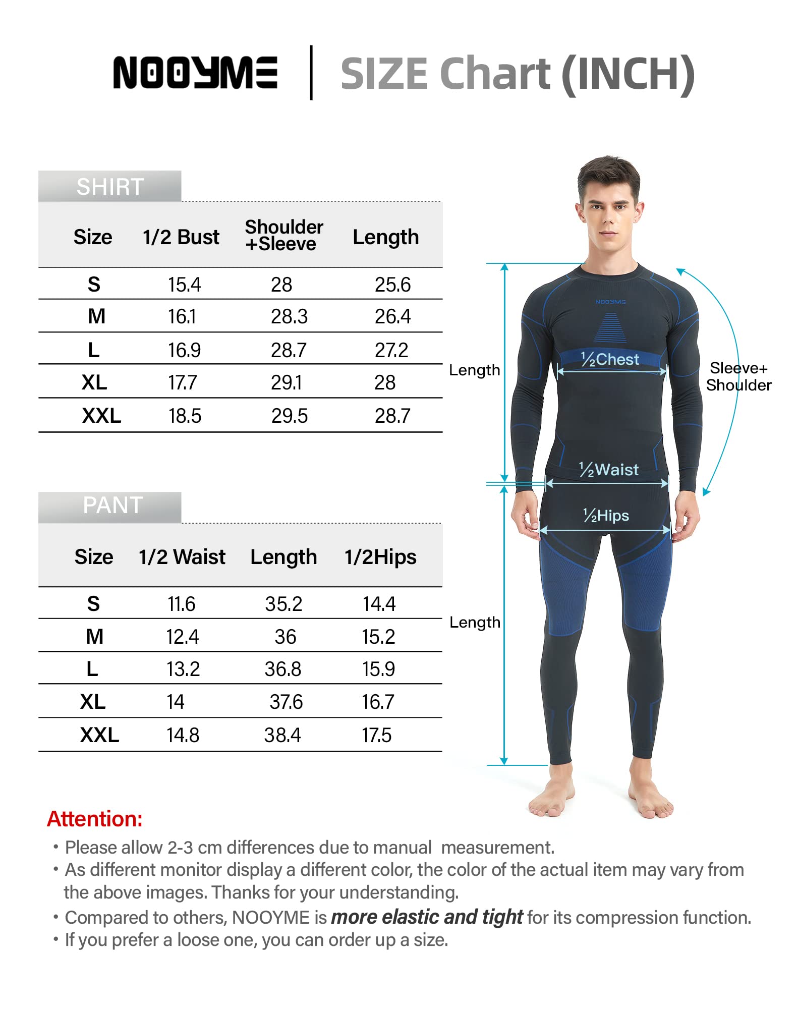 Thermal Underwear for Men Long Johns for Men, Long Underwear Mens Base Layer Men for Cold Weather Black-Blue