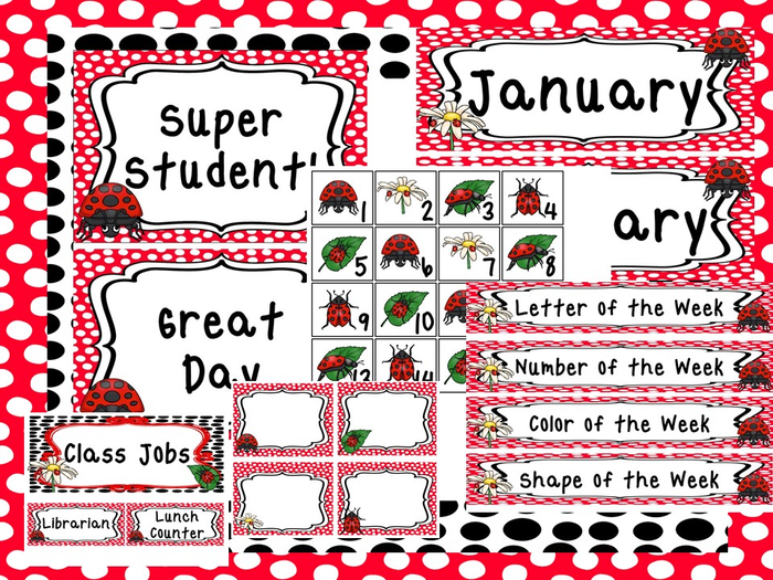 Printable Ladybugs Classroom Accessories and Decor