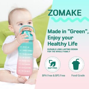ZOMAKE Half Gallon Water Bottle with Straw & Time Marker - 64 oz Motivational Large Water Jug BPA Free Leakproof Water Bottle Ensure You Drink Enough Water Daily