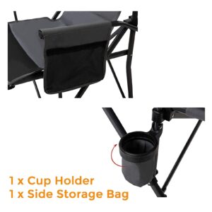 Pacific Pass Heavy Duty Padded Chair w/ Built-In Storage and Cup Holder, Includes Bag - Polyester, Black