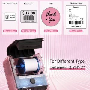 Phomemo M200 Label Makers - 3 Inch 2024 Upgrade M110 Barcode Printer Computer Bluetooth Thermal Label Makers,for Android iOS Windows MAC OS,for Shipping,Labeling,QR Code(Type-C Charger)-Pink