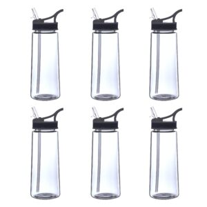 discount promos plastic sports bottles with spill proof lids 22 oz. set of 6, bulk pack - reusable, with straw, perfect for gym, outdoor sports, home, office - clear