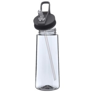 DISCOUNT PROMOS Plastic Sports Bottles with Spill Proof Lids 22 oz. Set of 6, Bulk Pack - Reusable, With Straw, Perfect for Gym, Outdoor Sports, Home, Office - Clear