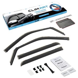 CLIM ART in-Channel Incredibly Durable Rain Guards for Ford F150 2015-2020 SuperCrew, Original Window Deflectors, Vent Deflector, Vent Window Visors, Dark Smoke Truck Accessories, 4 pcs- 615010LP