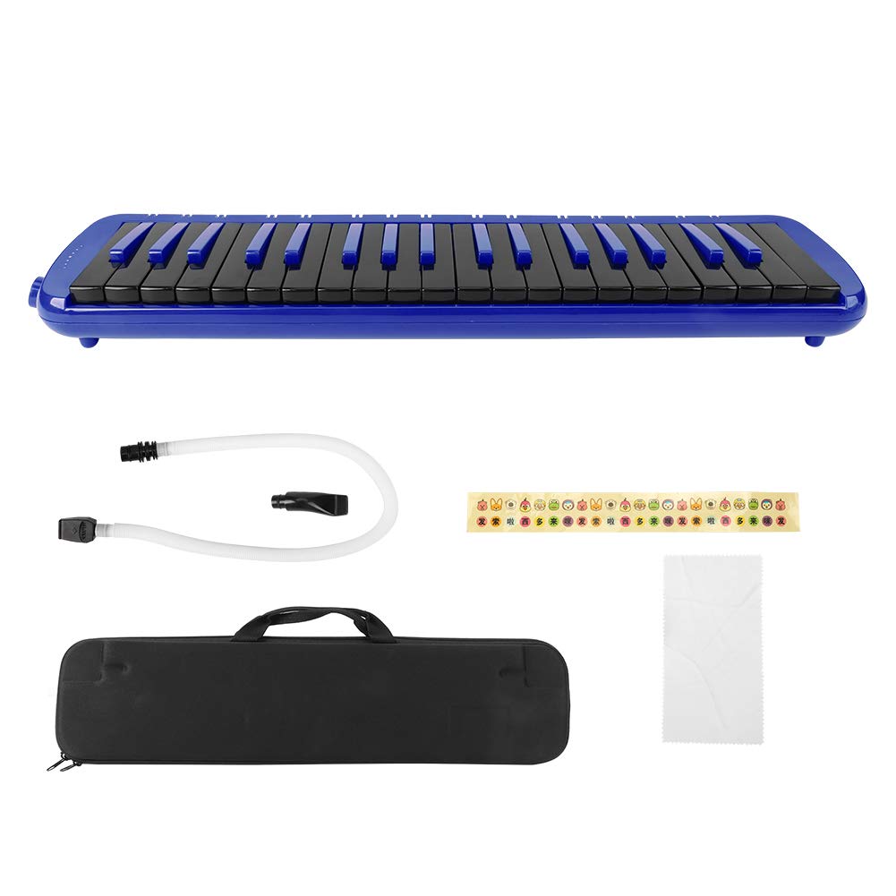 Melodica, 37 Key Melodica Blowpipe Wind Musical Instrument Suitable for Beginner Practice + Bag F37s(Blue)