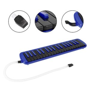 Melodica, 37 Key Melodica Blowpipe Wind Musical Instrument Suitable for Beginner Practice + Bag F37s(Blue)