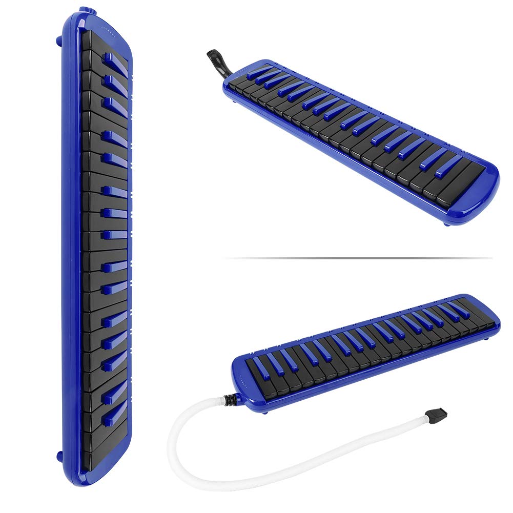 Melodica, 37 Key Melodica Blowpipe Wind Musical Instrument Suitable for Beginner Practice + Bag F37s(Blue)