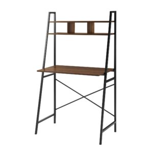 walker edison industrial wood and metal x-back ladder desk home office workstation, 56 inch, grey wash