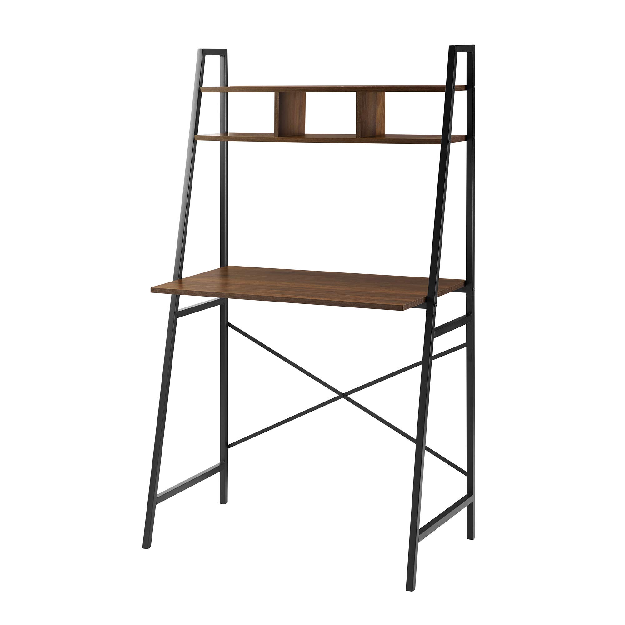 Walker Edison Industrial Wood and Metal X-Back Ladder Desk Home Office Workstation, 56 Inch, Grey Wash