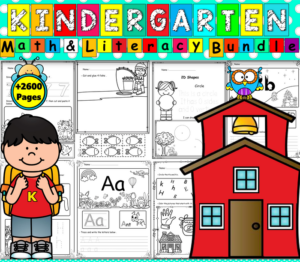 kindergarten math and literacy in one big bundle +2600 worksheets [ fall, winter, spring and summer themes ]