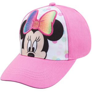 disney minnie mouse toddler girls pink baseball cap - many styles - ages 2-4 years - adjustable velcro closure (pink/white)