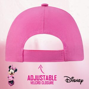 Disney Minnie Mouse Toddler Girls Pink Baseball Cap - Many Styles - Ages 2-4 Years - Adjustable Velcro Closure (Pink/White)