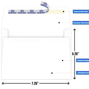 DESKOMO 5x7 Envelopes, Pack of 45 Mailing A7 Envelopes Self Seal, Printable White Envelopes for 5x7 Cards, Weddings, Invitations, Postcards, Photos and Announcements
