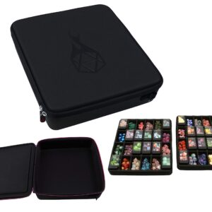 Forged Dice Co. Double Dice Tray Dice Case - Holds 40 Plastic Dice Storage Cubes or 14 Dice Per Section up to 560 Total Dice - Dice Tray and Display Case Compatible with Chessex Cubes and DnD Dice