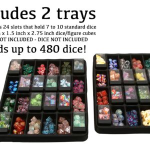 Forged Dice Co. Double Dice Tray Dice Case - Holds 40 Plastic Dice Storage Cubes or 14 Dice Per Section up to 560 Total Dice - Dice Tray and Display Case Compatible with Chessex Cubes and DnD Dice