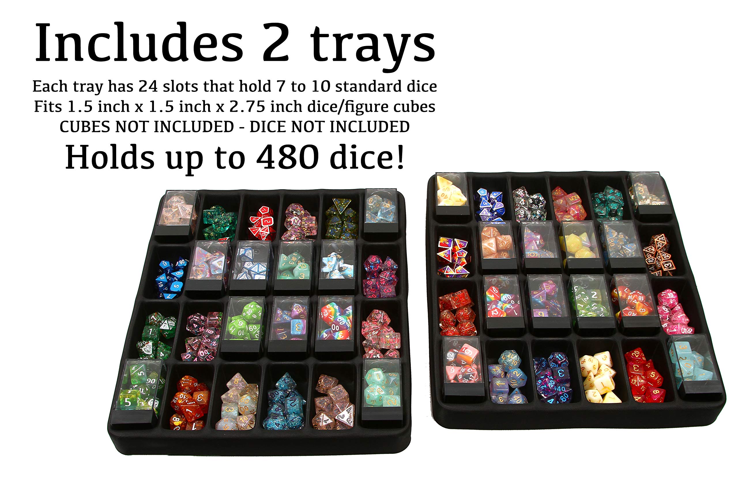 Forged Dice Co. Double Dice Tray Dice Case - Holds 40 Plastic Dice Storage Cubes or 14 Dice Per Section up to 560 Total Dice - Dice Tray and Display Case Compatible with Chessex Cubes and DnD Dice