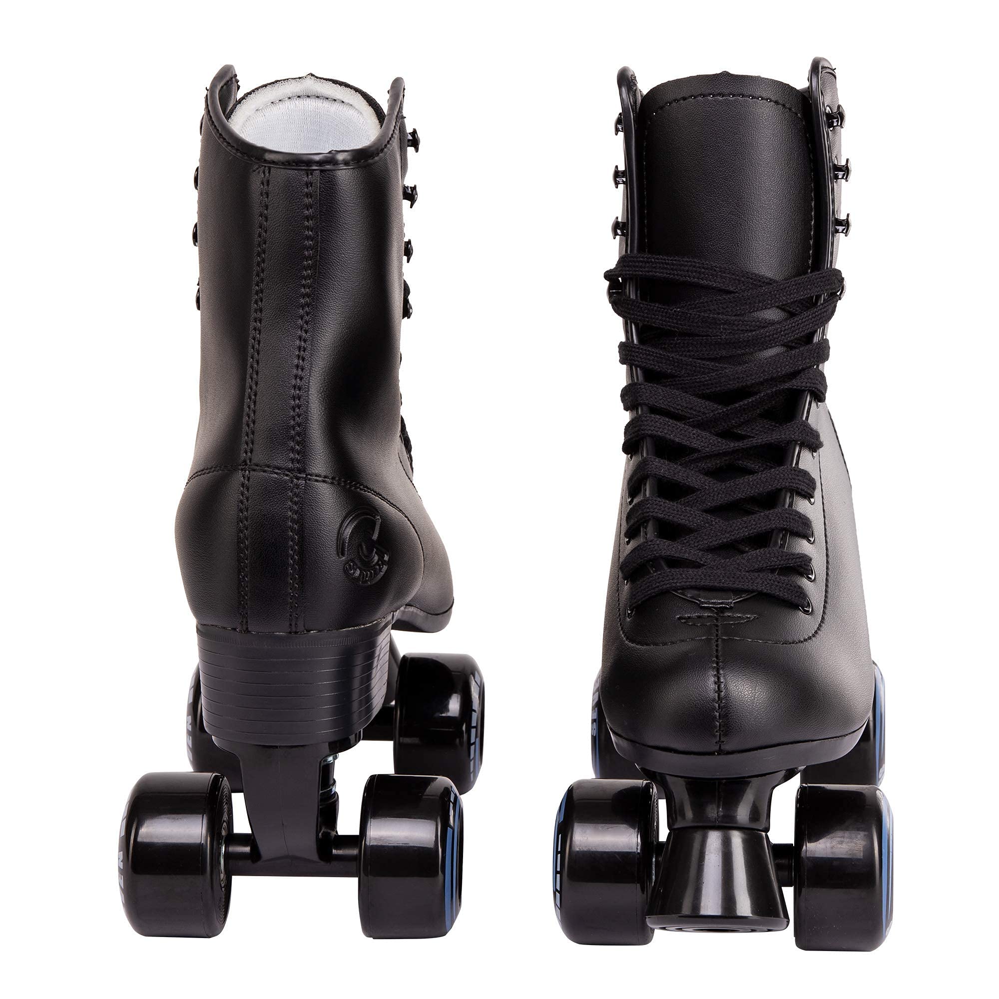 C SEVEN C7skates Quad Roller Skates | Retro Design (Black, Women's 9 / Men's 8)