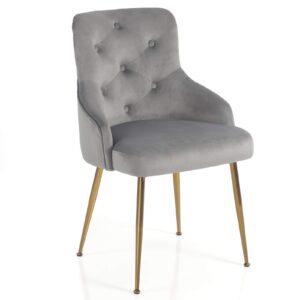 blairot velvet vanity chair with tufted back gold metal legs dining chair mid century modern upholstered accent desk chair for living room home office bedroom (grey)