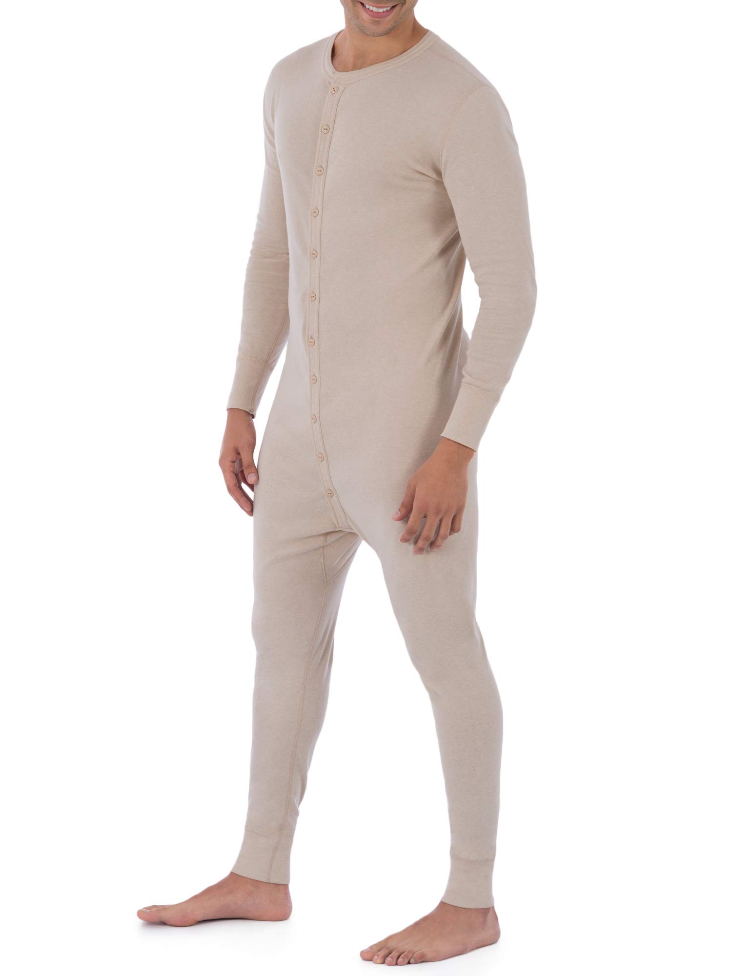 Fruit of the Loom Men's Premium Thermal Union Suit, Oatmeal, Medium