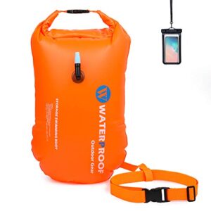 luxtude swim buoy float for open water swimming, 20l waterproof dry bag swimming bubble safety float with adjustable waist belt for safe swim training, triathletes, kayaking, snorkeling and rafting