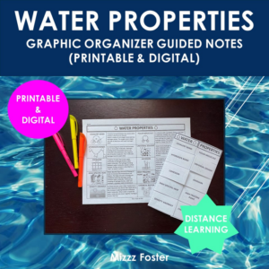 water properties differentiated guided notes foldable / worksheet (printable & digital)