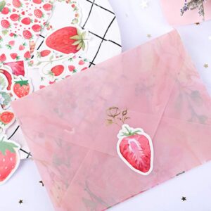 Y-QUARTER Handmade Sticker DIY Gift Packaging,45pcs/Box Strawberry Stationery Stickers Sealing Label Travel Sticker for Halloween Christmas Wedding Decor