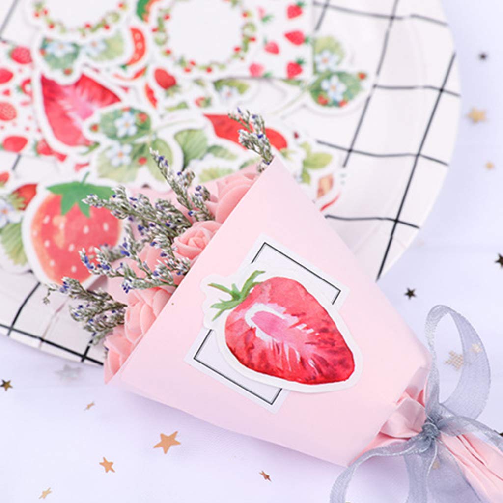 Y-QUARTER Handmade Sticker DIY Gift Packaging,45pcs/Box Strawberry Stationery Stickers Sealing Label Travel Sticker for Halloween Christmas Wedding Decor