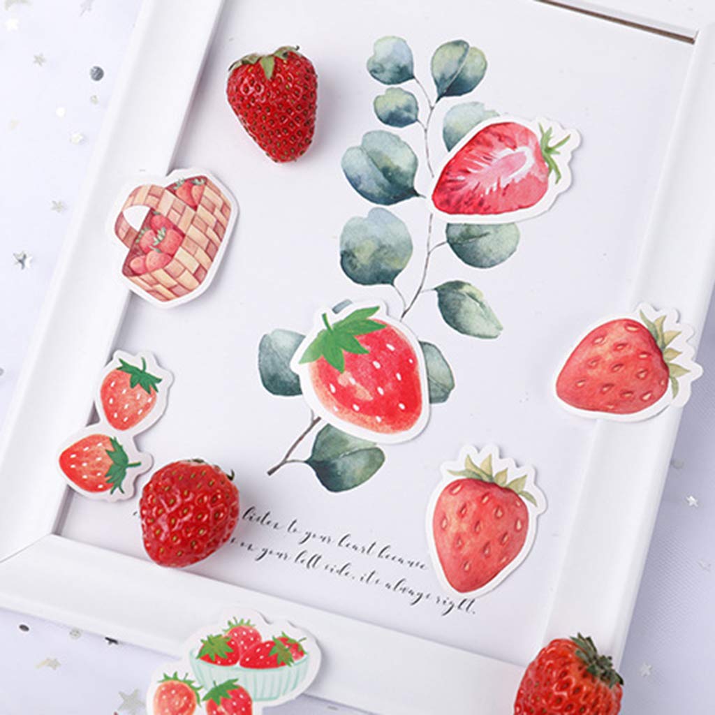 Y-QUARTER Handmade Sticker DIY Gift Packaging,45pcs/Box Strawberry Stationery Stickers Sealing Label Travel Sticker for Halloween Christmas Wedding Decor