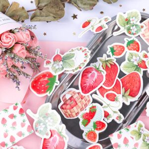 Y-QUARTER Handmade Sticker DIY Gift Packaging,45pcs/Box Strawberry Stationery Stickers Sealing Label Travel Sticker for Halloween Christmas Wedding Decor