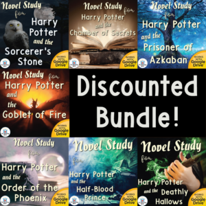 novel study book unit bundle for complete harry potter series by j.k. rowling