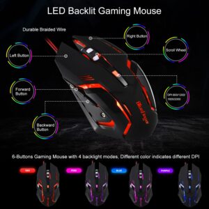 BlueFinger 60% Gaming Keyboard and Mouse Combo, Compact 61 Keys RGB Rainbow Backlit USB Wired Gaming Keyboard with Illuminated Gaming Mouse for PC Laptop Computer Gamer Office Work