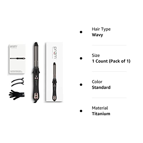 Prizm 1 Inch Wavy Professional Rotating Curling Iron, Nano Titanium Auto Spin Curling Wand Hair Curler with 11 Adjustable Temps 250°F to 450°F, Anti-Scald & Dual Voltage