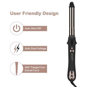 Prizm 1 Inch Wavy Professional Rotating Curling Iron, Nano Titanium Auto Spin Curling Wand Hair Curler with 11 Adjustable Temps 250°F to 450°F, Anti-Scald & Dual Voltage