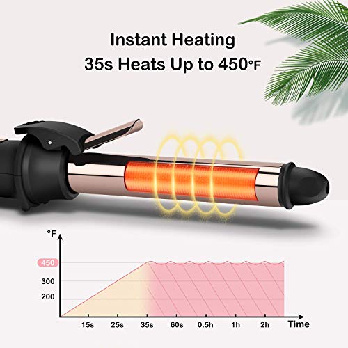 Prizm 1 Inch Wavy Professional Rotating Curling Iron, Nano Titanium Auto Spin Curling Wand Hair Curler with 11 Adjustable Temps 250°F to 450°F, Anti-Scald & Dual Voltage