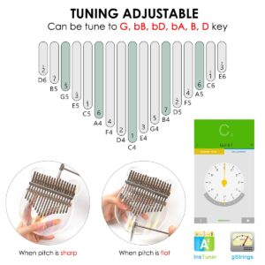 Kalimba, AKLOT Thumb Piano 17 Keys Crystal Finger Piano Rainbow Bear Start Kits with Protective Case Tuning Hammer Study Booklet Cleaning Cloth