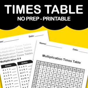 multiplication table printable worksheet - no prep (1-12)