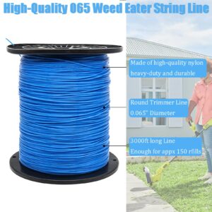 KAKO 065 Trimmer Line Round Weed Wacker String .065-Inch-by-3000-ft Commercial Grade Round String Trimmer Line, Weed Eater String .065 Fits Most String Trimmer(Blue)