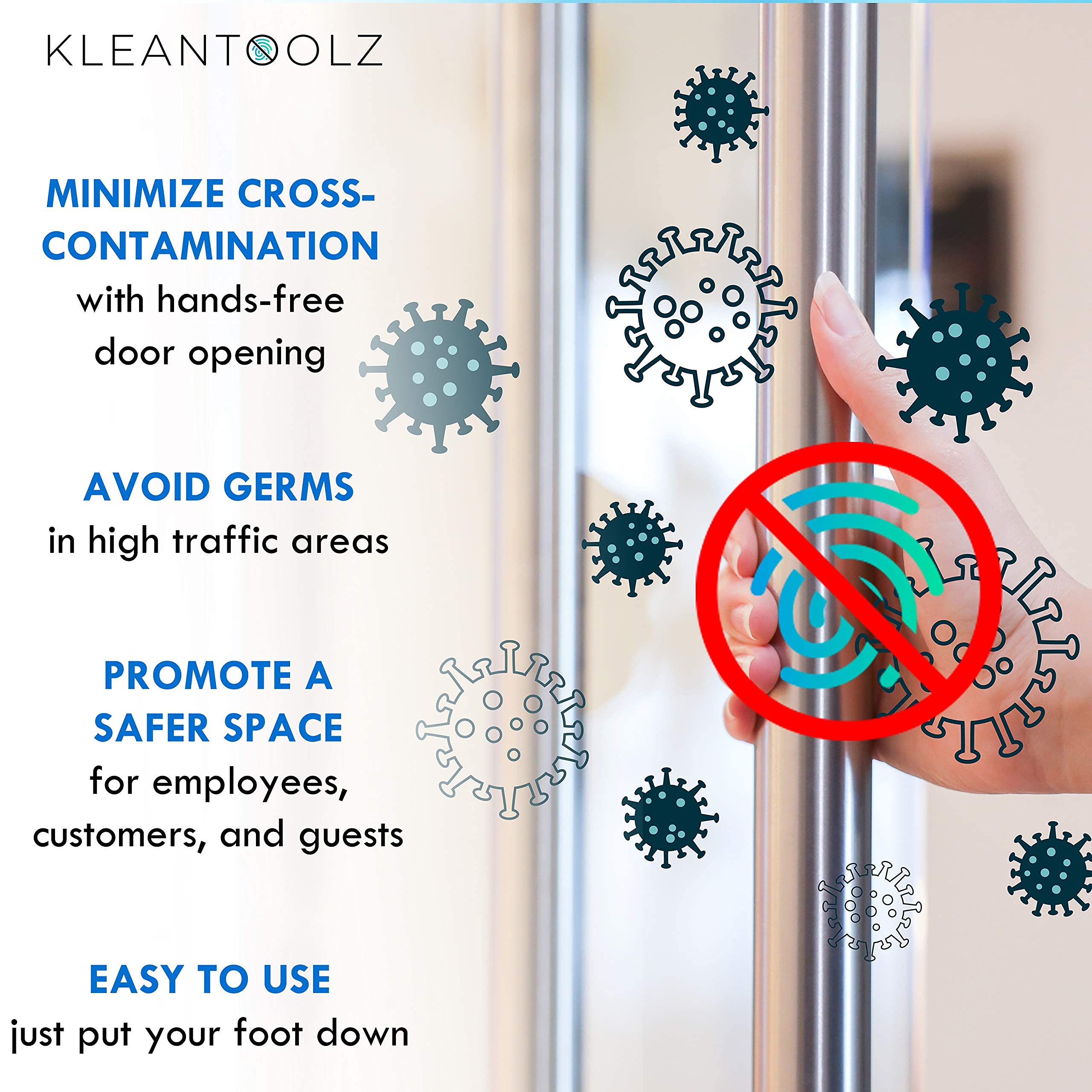 Kleantoolz Grabfoot Commercial Door Opener Tool. Medium Handsfree Door Foot Pull for Big Entry Doors, Bathroom Door Opener or Conference Room Doors! Foot Step Large Door Pull, Touchless Door Opener