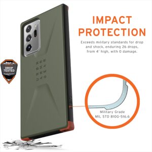 URBAN ARMOR GEAR UAG Compatible with Samsung Galaxy Note20 Ultra 5G Case [6.9-inch Screen] Sleek Ultra-Thin Shock-Absorbent Civilian Protective Cover, Olive