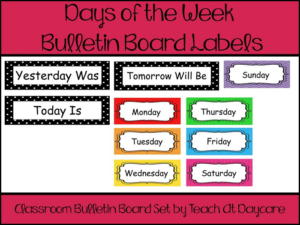 printable days of the week bulletin board set