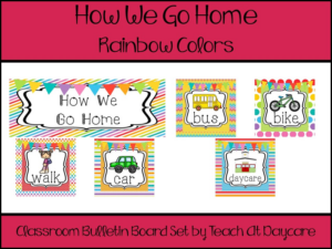 rainbow colors how we go home printable bulletin board set