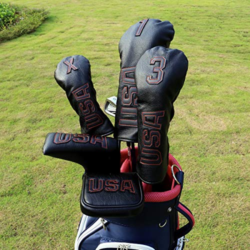 Barudan Golf Black Putter Headcover Covers Cover for Blade Style Putters, Magnetic USA Flag Blade Putter Headcovers with Magnet for Men