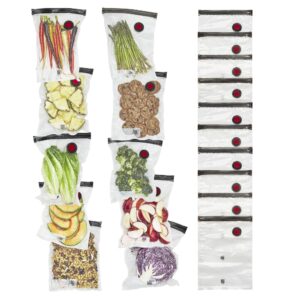 zwilling fresh & save set 20-pc vacuum sealer bags, 1 gallon, reusable food storage bags for meal prep, reusable snack bags, reusable sous vide bags, 15x11.2x5.7'', dishwasher safe , medium, clear
