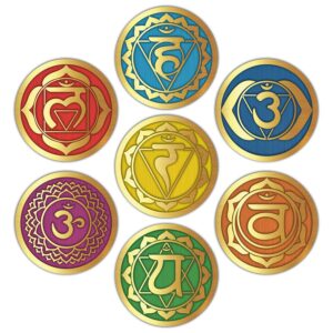 seven chakra wall stickers - (set of 7) 6" large round vinyl decals for yoga meditation room art decor