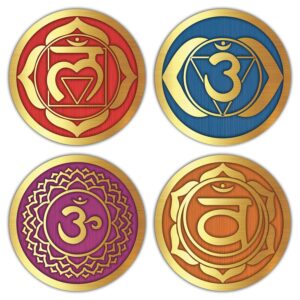 Seven Chakra Wall Stickers - (Set of 7) 6" Large Round Vinyl Decals for Yoga Meditation Room Art Decor