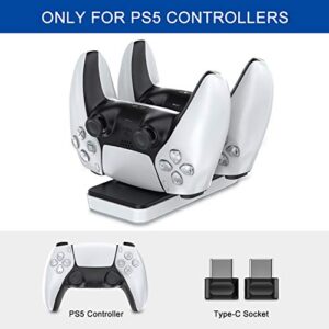 innoAura PS5 Controller Charger Station, Dual PS5 Charging Station with Removable Type C Charging Port