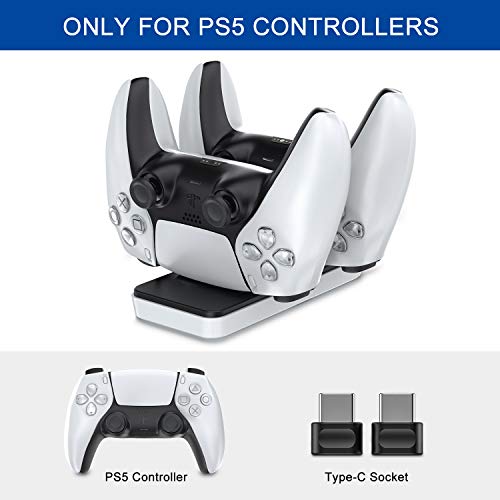 innoAura PS5 Controller Charger Station, Dual PS5 Charging Station with Removable Type C Charging Port